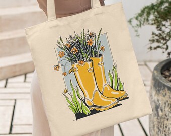 Floral Tote Bag, Plant Tote Bag, Cottagecore Tote Bag, Plant Lover's Gift, Flower Tote Bag, Tote Bag Floral, Botanical Tote, Gardening Tote