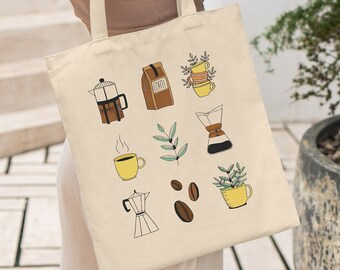 Coffee Bag, Tote Bag Coffee, Coffee Lover Gift, Trendy Tote Bag,Book Bag, Latte Tote, Coffee Lover Bag, Coffee Maker Bag, Funny Coffee Gifts
