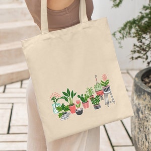 Plant Tote Bag, Plant Bag, Plant Gift, Plant Lover Gift, Plant Tote, Plant Lady, Botanical Gift, Canvas Plant Tote, Shoulder Bag, Market Bag