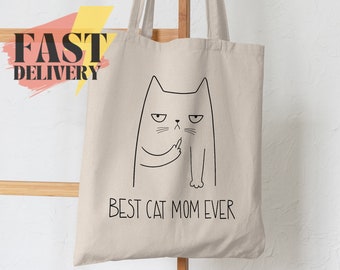 Humorous Cat Feline Noah Mo Cats Cotton Shopping Bag Long Handles and Gusset 