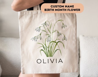 Custom Birth Flower Tote Bag: Personalized Cotton Gift