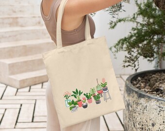 Plant Bag, Floral Tote Bag, Plant Lady Bag, Plant Gift, Gardening Mom, Plant Lover Gift, Plant Tote, Crazy Plant Lady, Botanical Gift