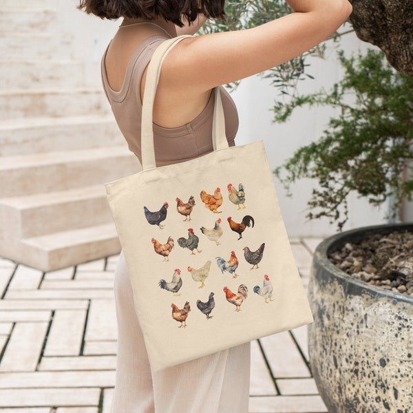 Chicken Bag, Gift For Chicken Lover, Chicken Tote Bag, Farm Tote, Farmer Country Girl Shoulder Bag, Market Bag, Chicken Gifts, Canvas Bag