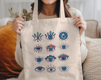 Evil Eye Gift: Bohemian Tote Bag, Spiritual Gifts, Manifestation, Celestial Gifts, Gothic Tote Bag