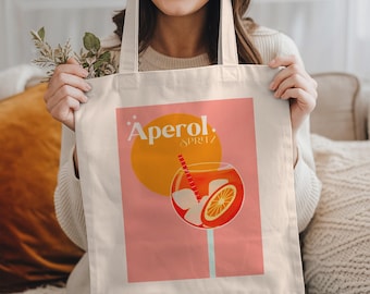 Aperol Spritz Tote Bag, Cocktail Tote Bag, Bachelorette Tote, Beach Party Tote, Cocktail Bag, Cocktail Lover Gifts, Summer Tote Bag