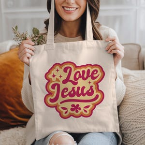 Jesus Tote Bag, Bible Verse Religious Gift, Faith Tote Bag, Christian Jesus Church Bag, Scripture Christian Girl Gifts, Love Jesus