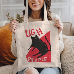 Funny Cat Tote Bag, Cute Cat Tote, Cat Themed Cat Lady Cat Mom Tote, Animal Lover Cat Owner Cat Mom Gift, Cat Shopping Reusable Canvas Bag