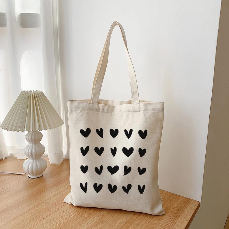 Heart Tote Bag: Minimalist Tote Bag, Black Heart, Birthday Gifts For Her, Vintage Tote Bag