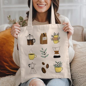 Coffee Lover Gift, Coffee Tote Bag, Coffee Bag For Her, Barista Gift Idea, Coffee Aesthetic Tote, Coffee Beans Bag, Coffee Art Gift