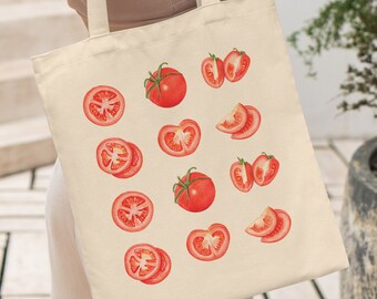 Tomato Tote Bag, Tomatoes Bag, Gardening Tote, Vegetable Tote, Chef Tote Bag, Cottagecore Tote Bag, Farmers Market Bag, Grocery Tote