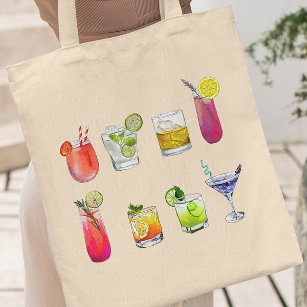 Cocktail Bag, Bachelorette Tote, Cocktail Gifts, Party Tote Bag, Cocktail Lover Gifts, Girl's Trip Tote Bag Summer Beach Tote Bride Gift Bag