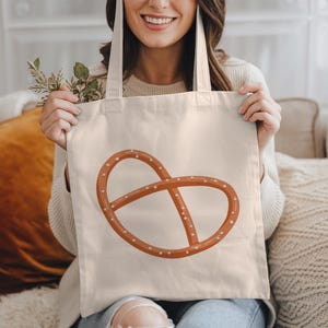 Pretzel Cotton Tote Bag: Philadelphia Gift, Eco Friendly Shopping Bag