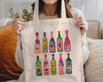 Champagne Tote Bag, Champagne Lover Gift, Bachelorette Party Gifts, Wine Tote Bag, Bridesmaid Tote Bag