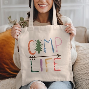 Camp Life Cotton Tote Bag: Camping Travel Bag