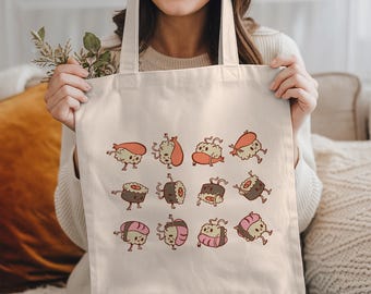 Sushi Gifts: Sushi Tote Bag, Kawaii Gift, Foodie Tote, Gift for Sushi Lover, Funny Tote Bag, Food Lover Gift