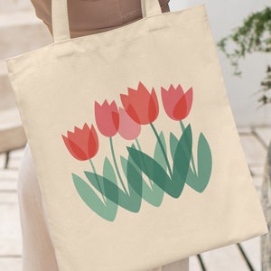 Tulip Bag, Floral Tote Bag, Tulip Tote Bag, Flower Tote Bag, Wild Flower Tote Bag, Plant Tote Bag, Everyday Bag, Shoulder Bag, Canvas Bag