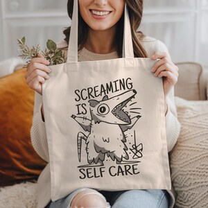 Funny Possum Tote Bag: Self Care Mental Health Gift