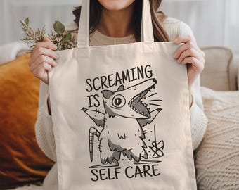 Funny Possum Tote Bag: Self Care Mental Health Gift