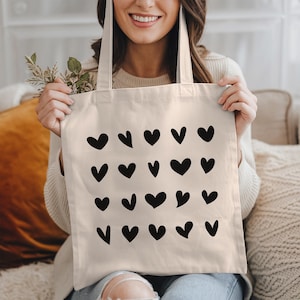 Heart Tote Bag: Minimalist Tote Bag, Black Heart, Birthday Gifts For Her, Vintage Tote Bag