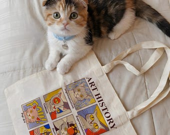 Cat Tote Bag: Art History, Cat Lover Gifts, Cat Mom Gifts, Cat Dad Gifts