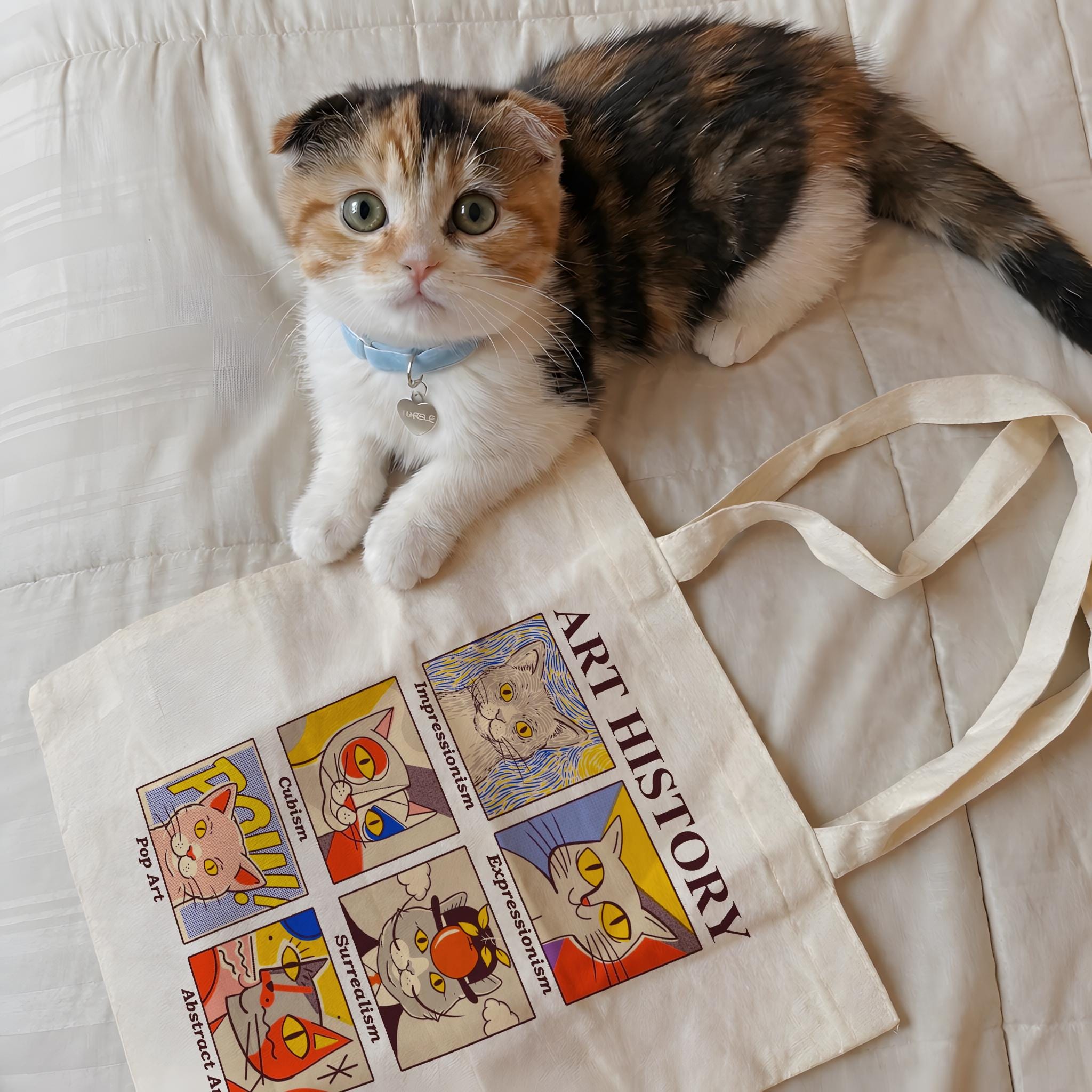 Cat Tote Bag: Art History, Cat Lover Gifts, Cat Mom Gifts  display picture 1