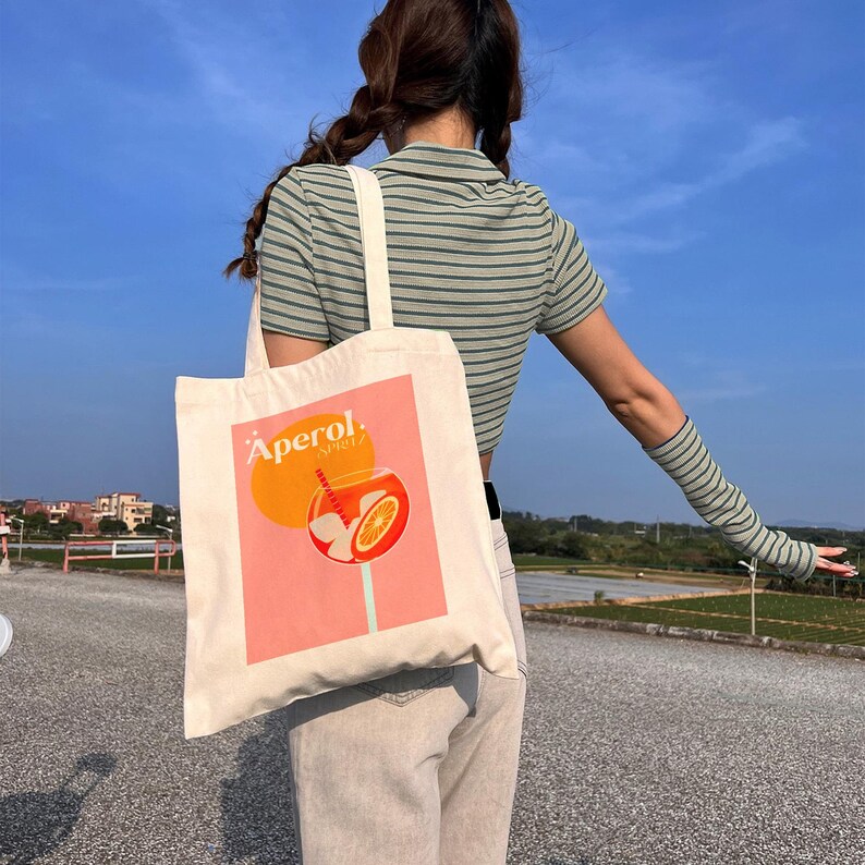 Aperol Spritz Tote Bag, Cocktail Tote Bag, Bachelorette Tote, Beach Party Tote, Cocktail Bag, Cocktail Lover Gifts, Summer Tote Bag