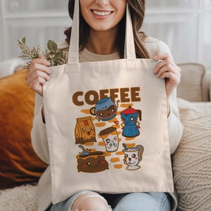 Coffee Bag, Tote Bag Coffee, Coffee Lover Gift, Book Bag, Coffee Canvas Bag, Coffee Lover Bag, Retro Tote Bag, Funny Coffee Gifts Market Bag