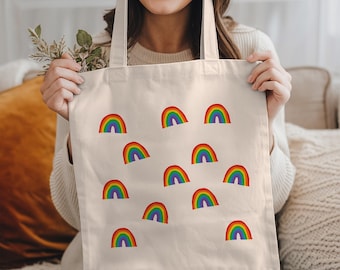 Rainbow Tote Bag: Pride Tote Bag, Pride Gifts, Rainbow Gifts, Bohemian Tote Bag