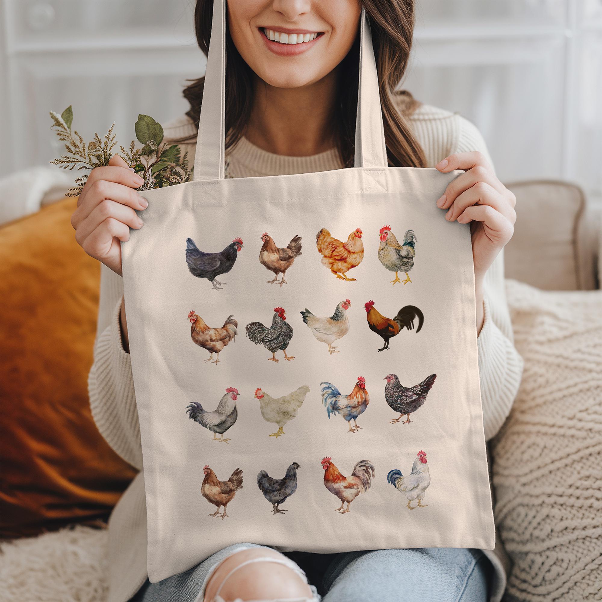 Chicken Lover Gift: Farmhouse Canvas Tote Bag