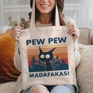 Funny Cat Tote Bag, Cute Cat Tote, Cat Themed Cat Lady Cat Mom Tote, Animal Lover Cat Owner Cat Mom Gift, Cat Shopping Reusable Canvas Bag