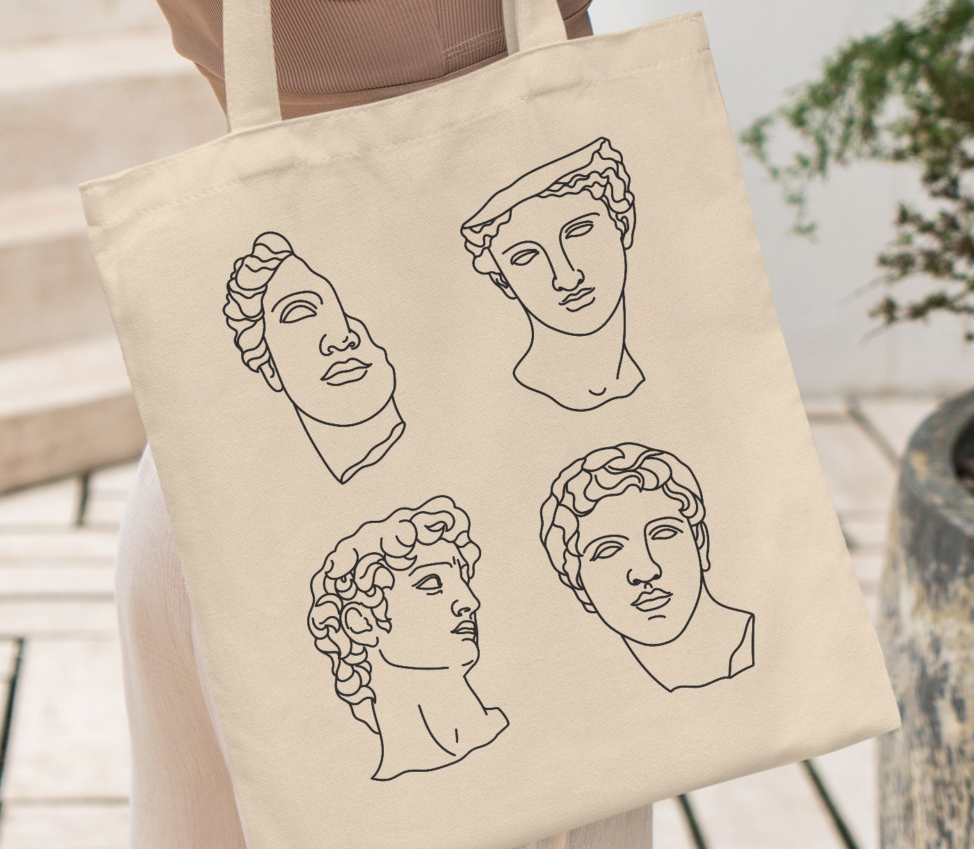 Art Tote Bag, Artsy Tote Bag, Greek Statue Tote Bag, Michelangelo