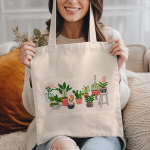 Plant Lover Gift, Plant Tote Bag, Gardening Gift, Gardener Gift, Plant Bag, Flower Tote, Floral Canvas Bag, Plant Lady Gift, Botanical Gift