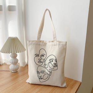 One Line Art, Minimalist Tote Bag, Art Tote Bag, Canvas Tote Bag, Aesthetic Tote Bag
