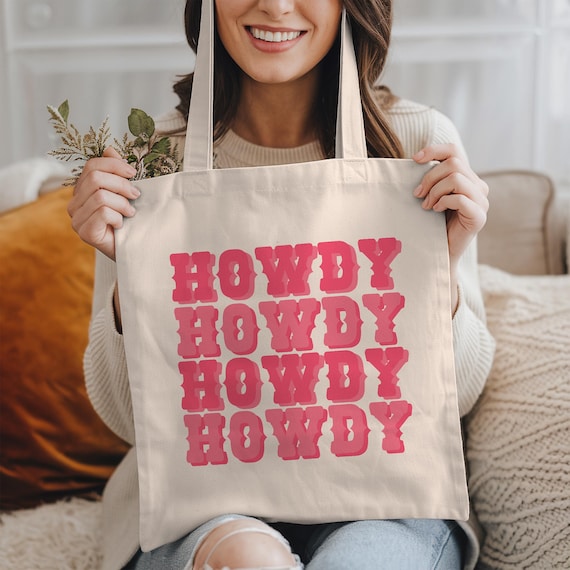 Cowgirl Gifts: "Howdy" Western Tote Bag, Western Bachelorette, Bridal Gift Bags
