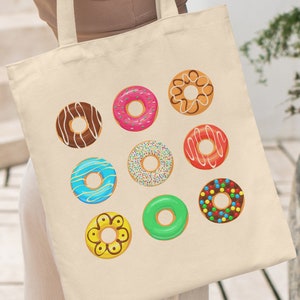 Donut Tote Bag, Donut Lover Gift, Donut Gifts For Kids, Donut Bag, Cute Tote Bag, Funny Tote Bag, Donut Canvas Bag, Donut Shoulder Bag