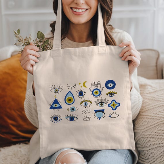 Evil Eye Gift: Bohemian Tote Bag, Spiritual Gifts, Manifestation, Celestial Gifts, Gothic Tote Bag