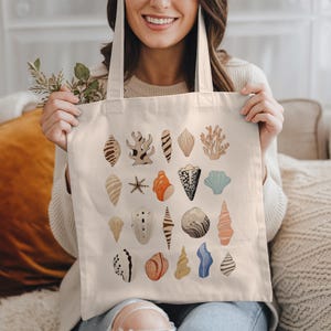 Seashell Tote Bag: Summer Tote Bag, Beach Tote Bag, Beach Lovers Gift, Vacation Bag, Bohemian Tote Bag, Girls Trip Gifts, Coastal Tote