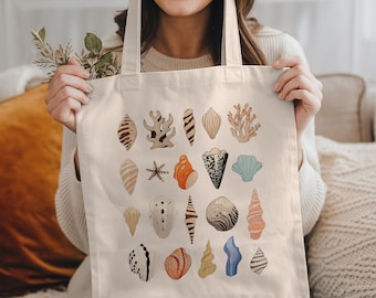 Seashell Tote Bag: Summer Tote Bag, Beach Tote Bag, Beach Lovers Gift, Vacation Bag, Bohemian Tote Bag, Girls Trip Gifts, Coastal Tote