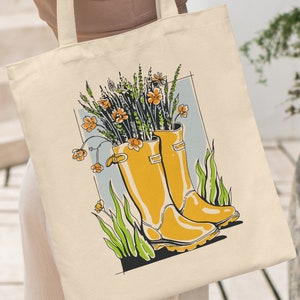 Floral Tote Bag, Plant Tote Bag, Cottagecore Tote Bag, Plant Lover's Gift, Flower Tote Bag, Tote Bag Floral, Botanical Tote, Gardening Tote