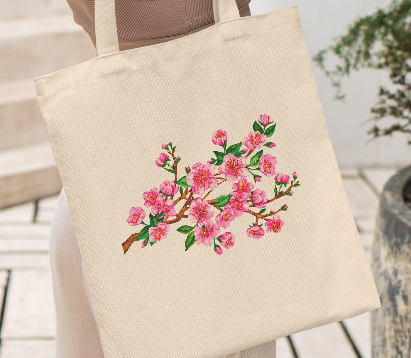 Pink Chinese cherry blossom Tote Bag for Sale by adenaJ