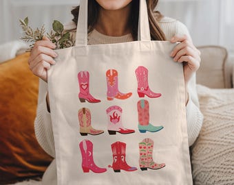 Cowgirl Gifts: "Cowboy Boots" Western Tote Bag, Western Bachelorette, Bridal Gift Bags, Country Girl