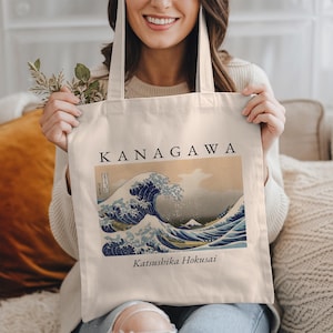 Japanese Tote Bag, Hokusai Tote Bag, The Great Wave, Canvas Tote Bag, Vintage Art Bag, Kanagawa Wave Bag ,Famous Art Bag, Museum Tote Bag
