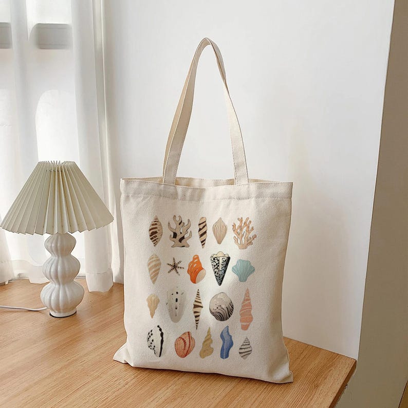 Seashell Tote Bag: Summer Tote Bag, Beach Tote Bag, Beach Lovers Gift, Vacation Bag, Bohemian Tote Bag, Girls Trip Gifts, Coastal Tote