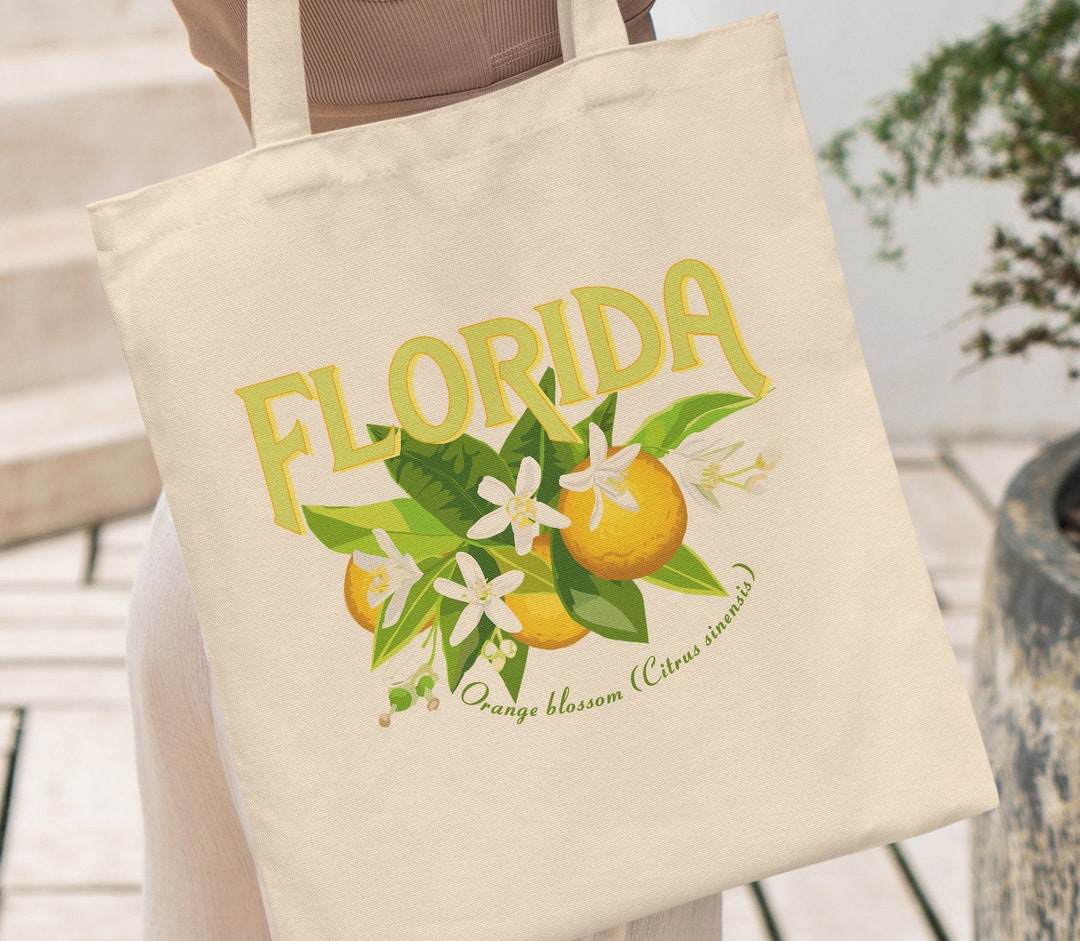 Florida Tote Bag, Florida Bag, Florida State Map Canvas Tote Bag, State