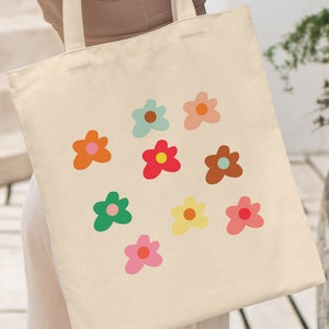 Floral Bag, Floral Tote Bag, Flower Lover Gift, Flower Tote, Flower Market Bag, Floral Canvas Bag, Flower Shopping Bag, Plant Tote Bag