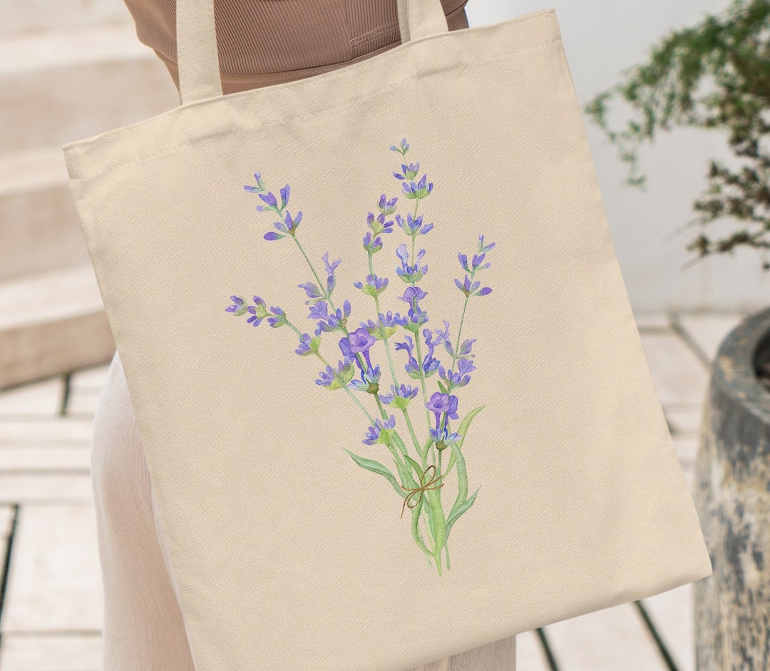 Lavender Tote Bag Lavender Bag Floral Tote Bag Flower Tote - Etsy