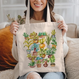 Botanical Tote Bag: Plant Lover&#39;s Cotton Canvas Tote