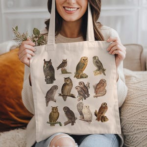 Owl Tote Bag, Bird Tote Bag, Cottagecore Tote Bag, Owl Bag, Gift For Owl Lovers, Wildlife Tote Bag, Dark Academia Tote Bag, Witchy Tote