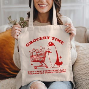 Grocery Tote Bag, Cat Grocery Bag, Cute Cat Tote, Cat Themed Cat Lady Cat Mom Tote, Cat Owner Cat Mom Gift, Cat Shopping Reusable Canvas Bag