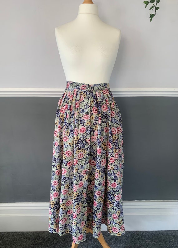 Vintage Floral Button Down Skirt - image 1